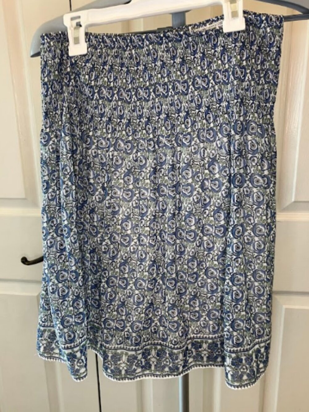 Max Studio Blue White Boho Print Pull-On Skirt Size Small